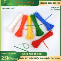 DR520TQ - Dây rút nhựa đánh dấu gia cầm, buộc linh kiện, cố định cây trồng ( sét 100 sợi size 5x200mm )