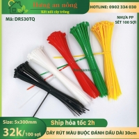 DR530TQ - Dây rút nhựa đánh dấu gia cầm, buộc linh kiện, cố định cây trồng ( sét 100 sợi size 5x300mm )
