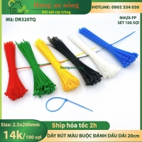DR320TQ - Dây rút nhựa đánh dấu gia cầm, buộc linh kiện, cố định cây trồng ( sét 100 sợi size 2.5x200mm )