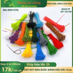 DR315TQ - Dây rút nhựa đánh dấu gia cầm, buộc linh kiện, cố định cây trồng ( sét 100 sợi size 2.5x150mm )