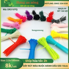 DR310TQ - Dây rút nhựa đánh dấu gia cầm, buộc linh kiện, cố định cây trồng (sét 100 sợi size 2.5x100mm)