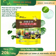 phân bón hữu cơ Sunfat bổ sung chất sắt tăng diệp lục cho cây gói 100g dễ hòa tan trong nước - xem trong mô tả
