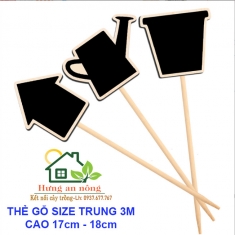 BỘ 3 Thẻ 3M - trụ cắm gỗ bản đen size trung 17cm- 18cm dùng ghi tên giống cây, trang trí hoặc làm ghi chú sự kiện, tiệc.
