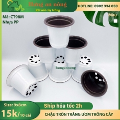 CT98M - chậu trắng tròn ươm trồng cây giống nhựa PP size 9x8cm