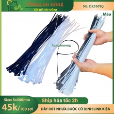 DR550TQ - Dây rút nhựa đánh dấu gia cầm, buộc linh kiện, cố định cây trồng ( sét 100 sợi size 5x400mm )