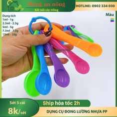 Sét 5 muỗng đong lường nhựa PP dung tích từ 1ml/1g - 15ml/15g