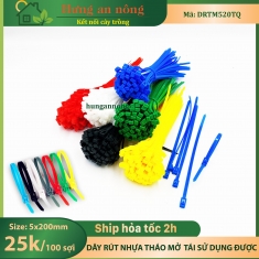 DRTM520TQ - Dây rút nhựa tháo mở tái sử dụng nhiều lần, xem trong mô tả giúp ( sét 100 sợi size 5x200mm )