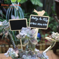 Thẻ trụ gỗ bản đen size cao dùng ghi tên giống cây, trang trí hoặc làm ghi chú sự kiện, tiệc