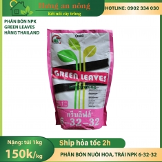 Phân bón NPK 6-32-32+Te Green Leaves Thailand Nuôi hoa, tăng màu sắc, hoa lâu tàn, hạn chế rụng hoa, túi 1kg