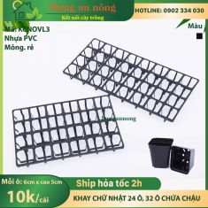 KCNOVL3 - khay chữ nhật 24/32 Ô dùng chứa chậu ươm trồng sen đá xương rồng cây giống ( lưu ý khay mỏng )