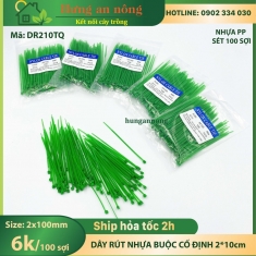 DR210TQ - Dây rút nhựa đánh dấu gia cầm, buộc linh kiện, cố định cây trồng (sét 100 sợi size 2x100mm)