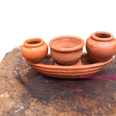 Combo Bộ Trang Trí Bonsai Tiểu Cảnh Sen Đá Xương Rồng ( 3 chum 1 thuyền )