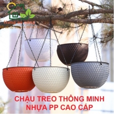 GIỎ TREO GIẢ MÂY - thông minh 2 đáy  tiết kiệm thời gian tưới, nhựa PP cao cấp dùng trồng hoa cây cảnh có 5 màu 16cm x cao 10,5cm