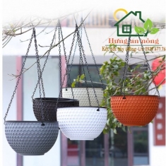 GIỎ TREO GIẢ MÂY - thông minh 2 đáy  tiết kiệm thời gian tưới, nhựa PP cao cấp dùng trồng hoa cây cảnh có 5 màu 21cm x cao 13cm